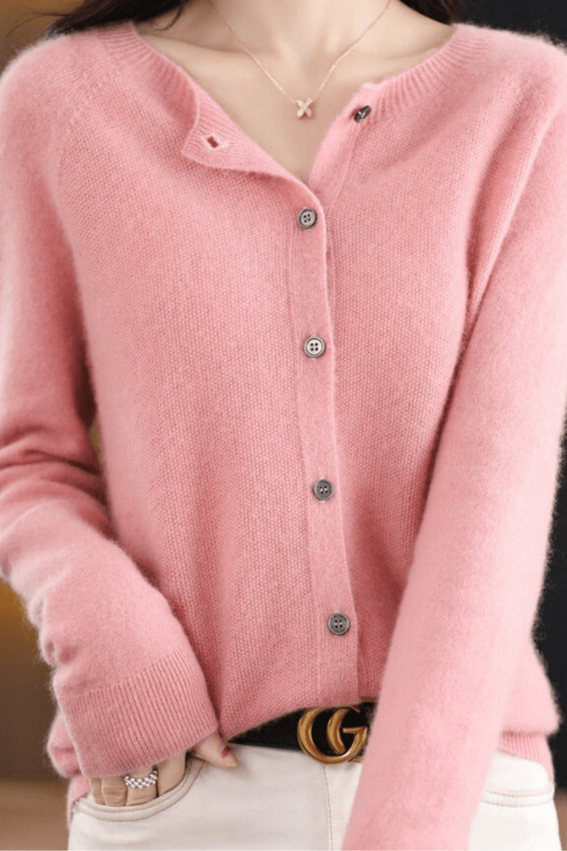 Women's Round Neck Button-Up Knit Cardigan