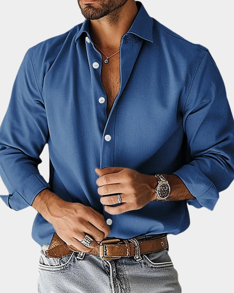 Men's Long Sleeve Shirt with Classic Collar