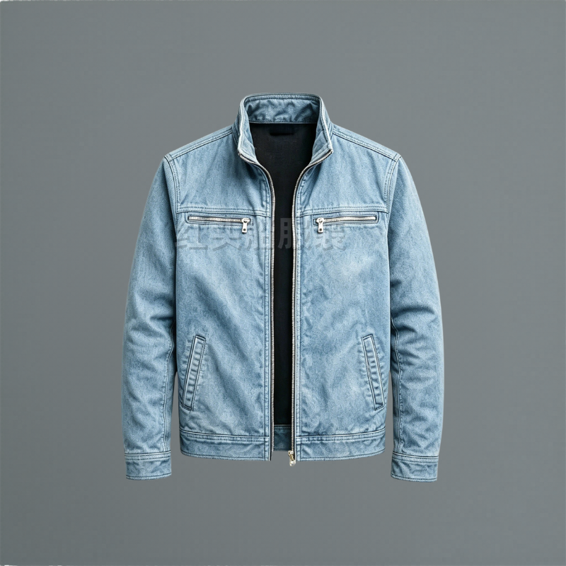 Men's Cotton Twill Stand Collar Zip Jacket