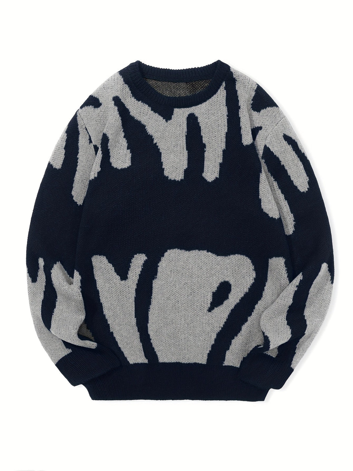 Men's Abstract Print Oversized Knit Sweater