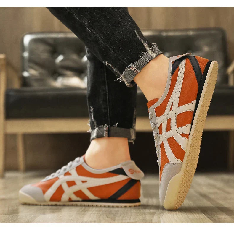Retro Stripe Lace-Up Casual Sneakers