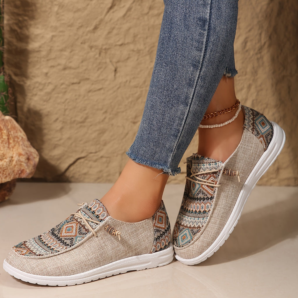 Aztec Print Slip-On Canvas Sneakers