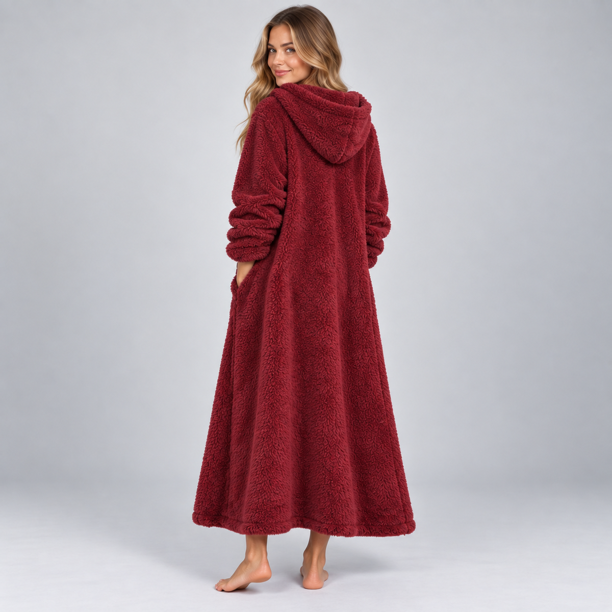 Women's Hooded Fleece Maxi Lounge Dress