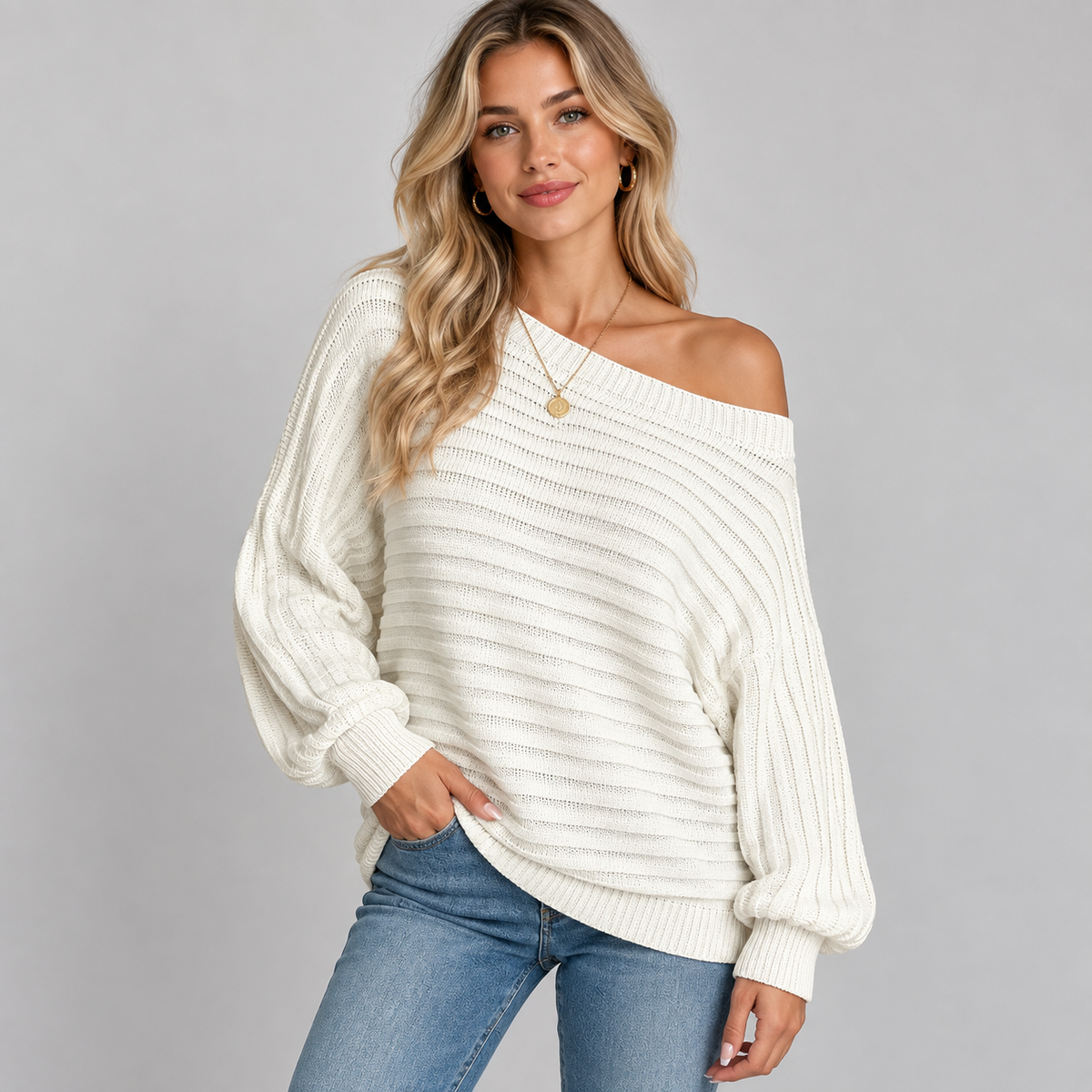Women's Off-Shoulder Oversized Knit Sweater