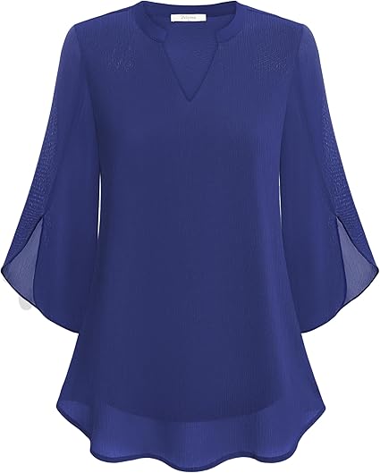 Chemisier fluide transparent en mousseline à col en V pour femme