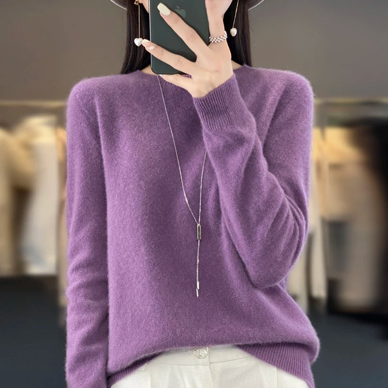 Women's Round Neck Relaxed Knit Sweater