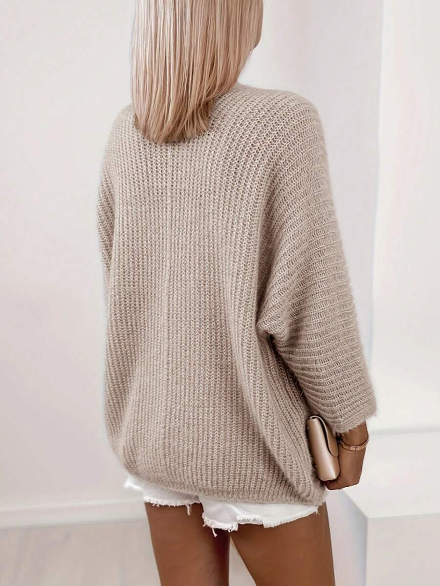 Women's Ribbed Knit Open Front Longline Cardigan