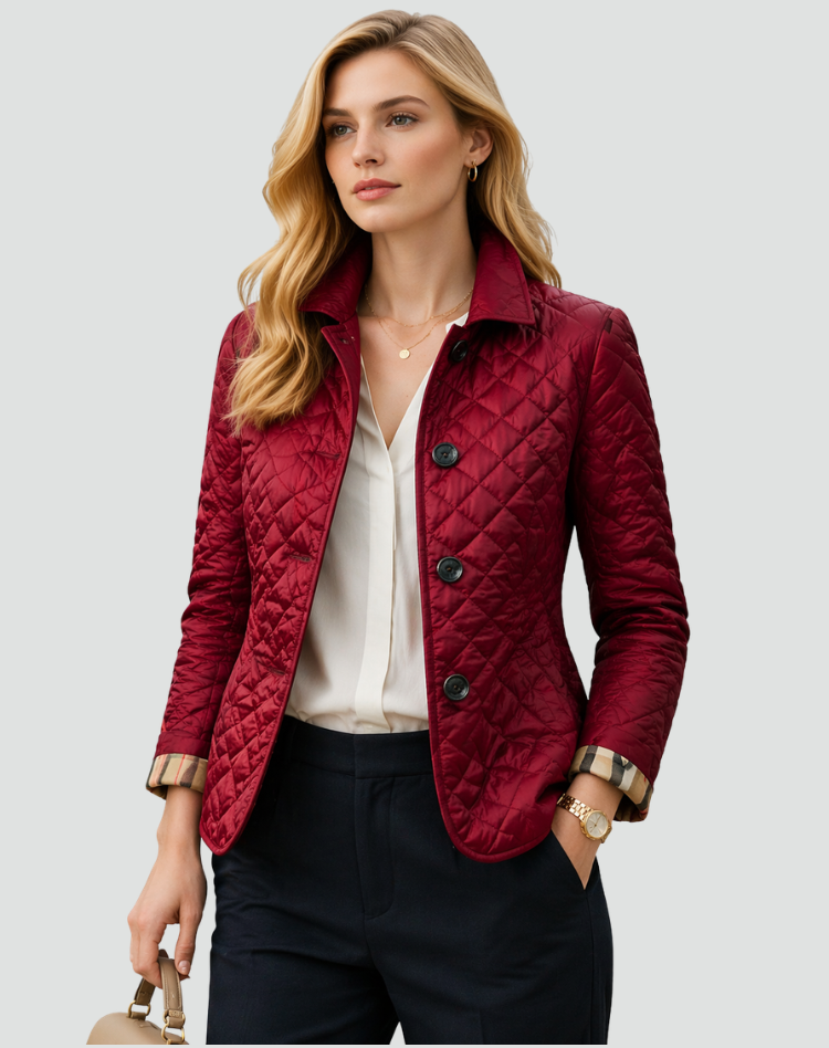 Women's Quilted Jacket with Contrast Cuff Lining
