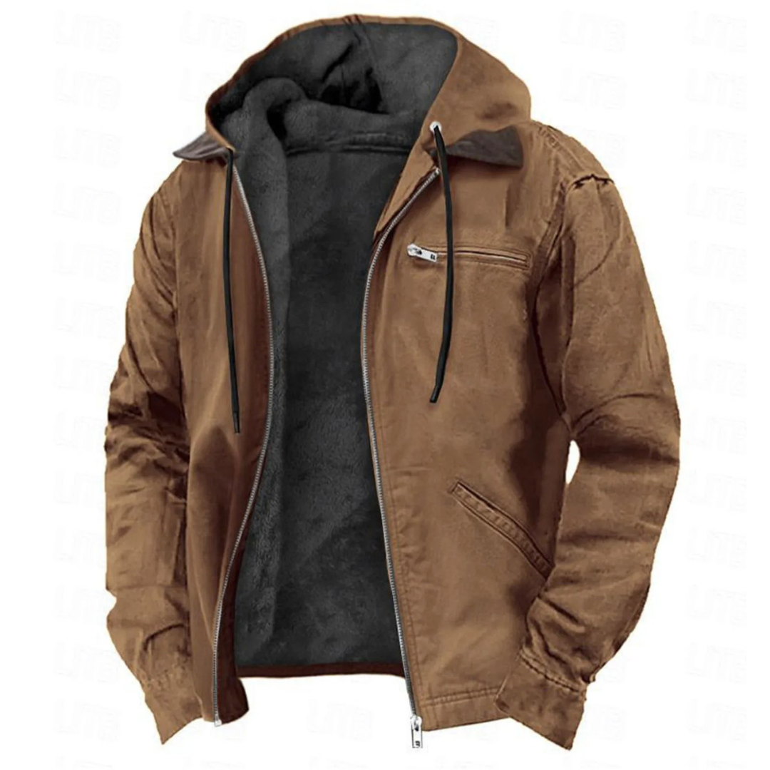 Men's Fleece-Lined Hooded Winter Jacket