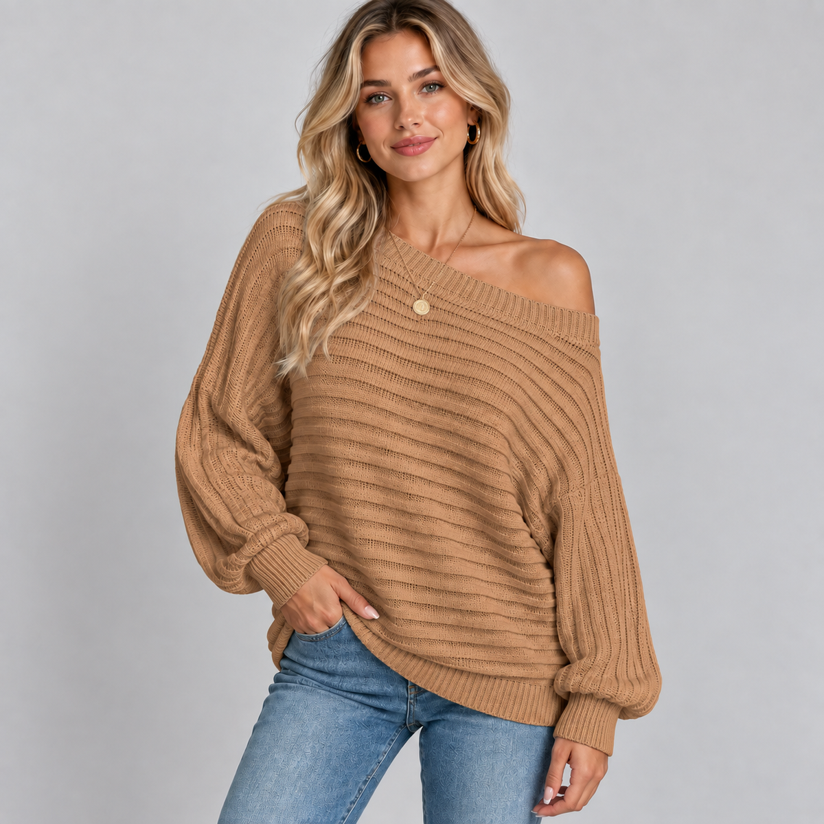 Women's Off-Shoulder Oversized Knit Sweater