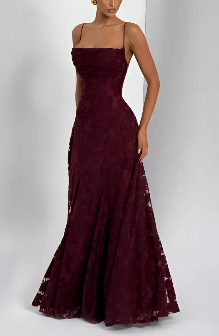 Floral Textured Cowl Neck Maxi Dress