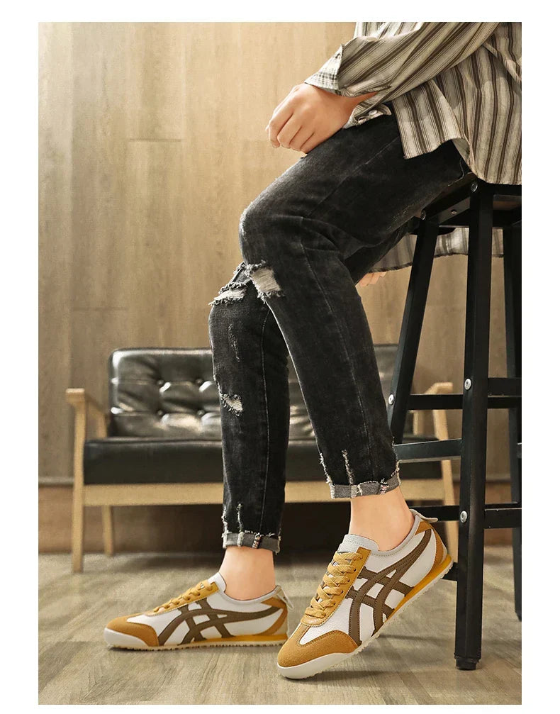 Retro Stripe Lace-Up Casual Sneakers