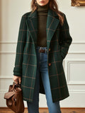 Manteau long pour femme en mélange de laine à carreaux fenêtre