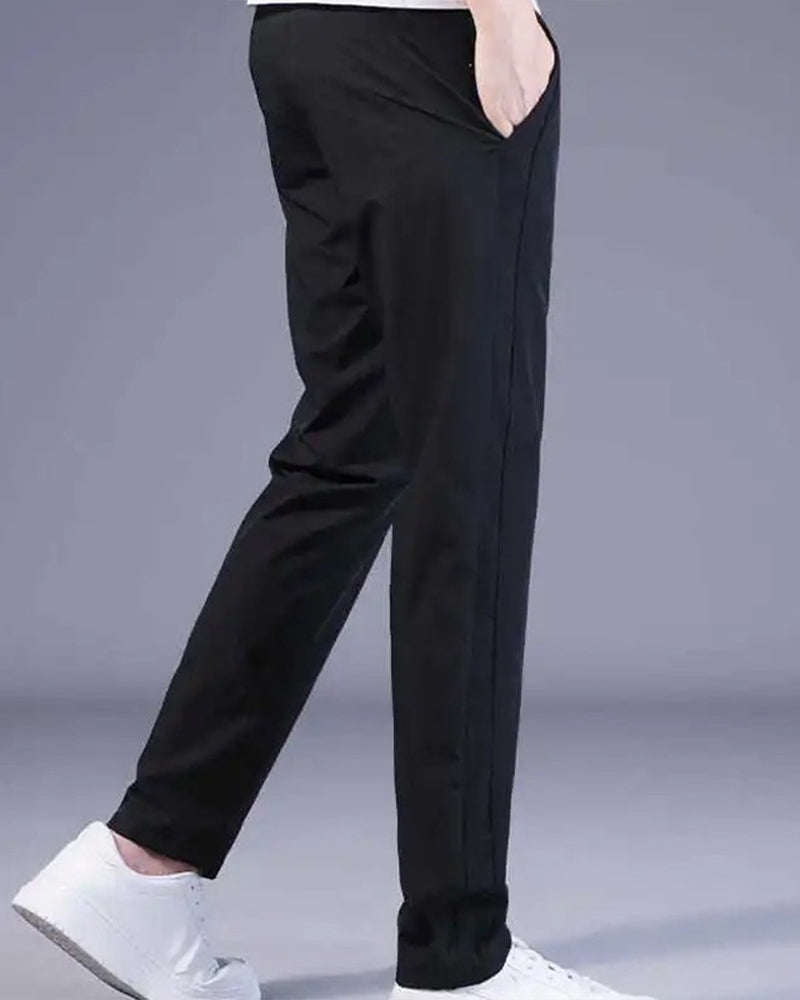 Men's Tapered Stretch Trousers with Drawstring Waist