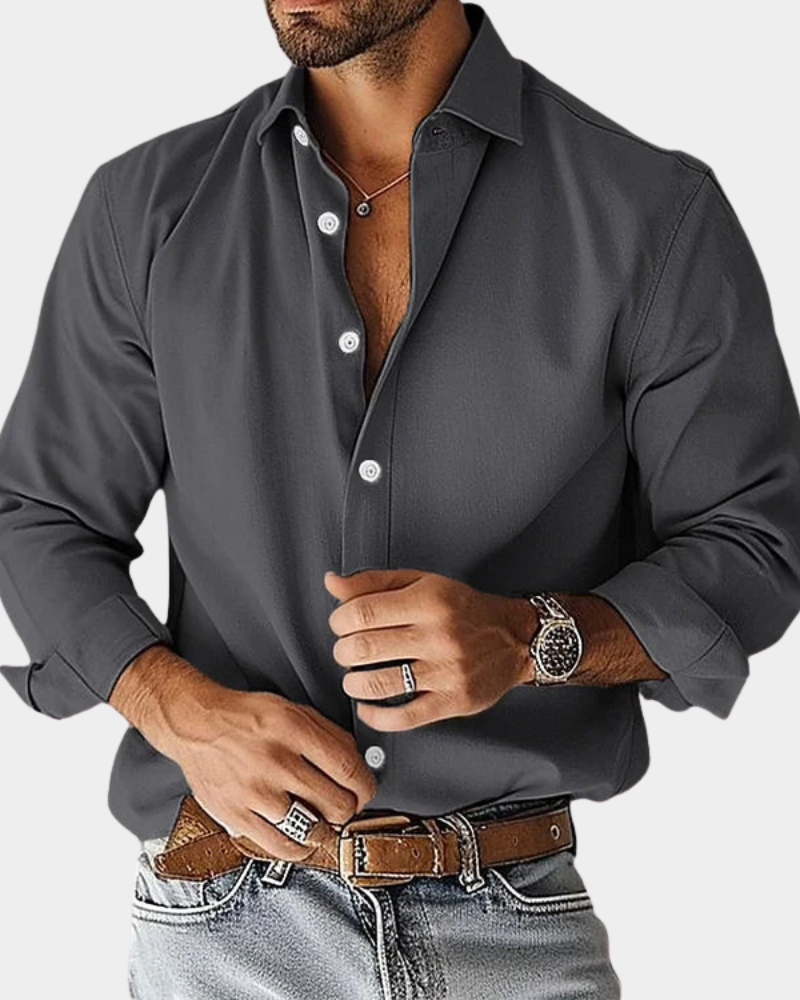 Men's Long Sleeve Shirt with Classic Collar