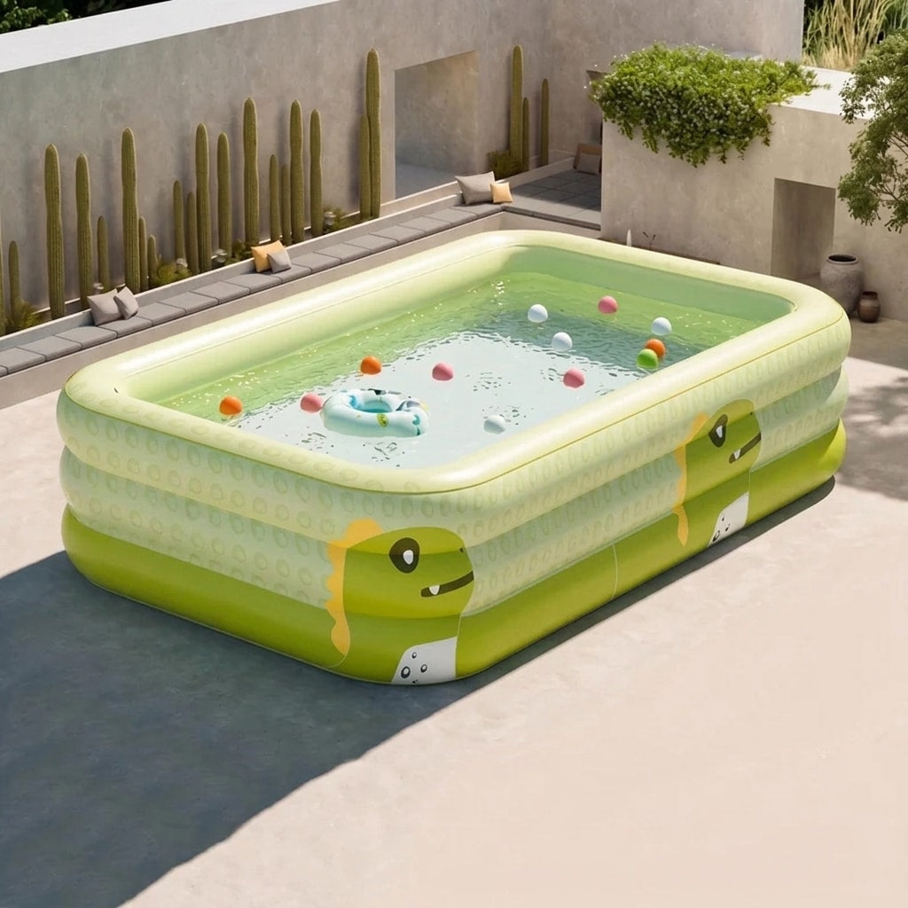 Rectangular Family Inflatable Pool with Three-Tier Design