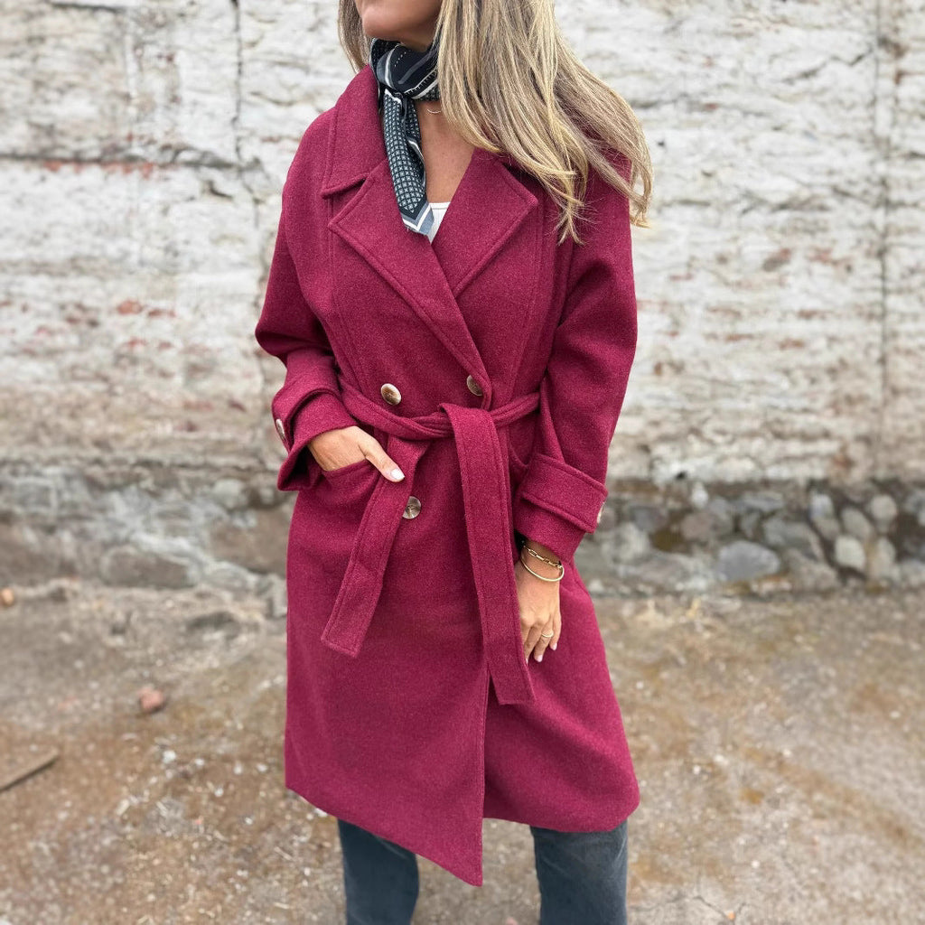 Women's Longline Double-Breasted Tailored Overcoat