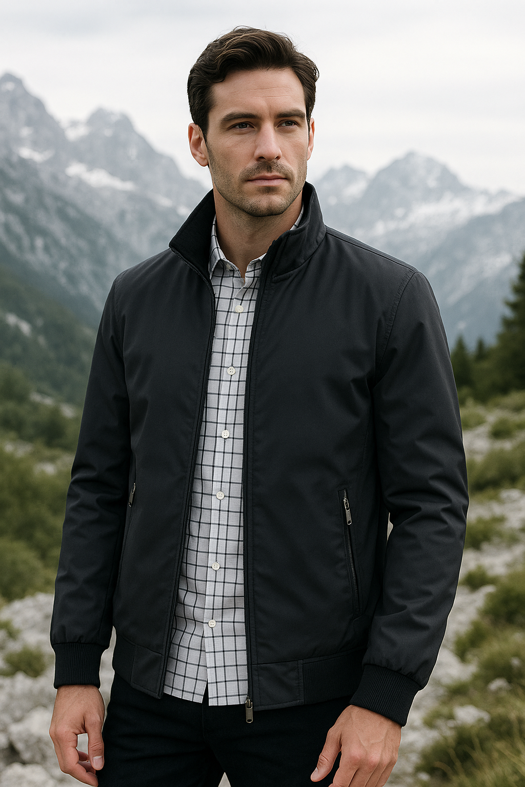 Men's Lightweight Windproof Stand Collar Jacket