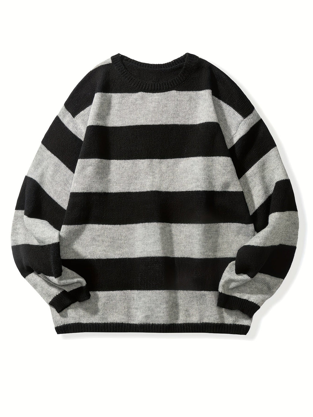 Pull oversize en maille à col rond rayé pour homme