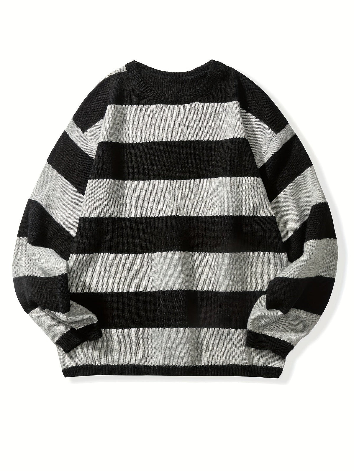 Men's Striped Oversized Knit Crewneck Sweater