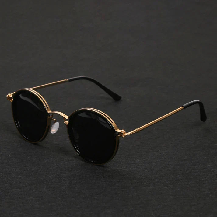 Lunettes de soleil steampunk vintage à monture ronde en métal