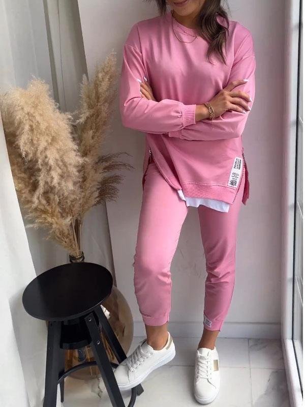 Women's Side Zip Sweatshirt and Jogger Loungewear Set