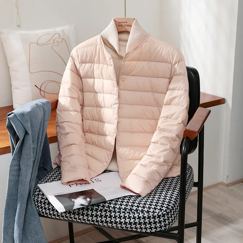 Women's Lightweight Collarless Quilted Puffer Jacket