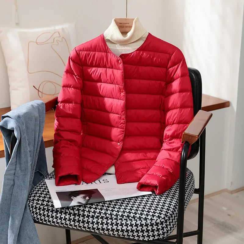 Women's Lightweight Collarless Quilted Puffer Jacket