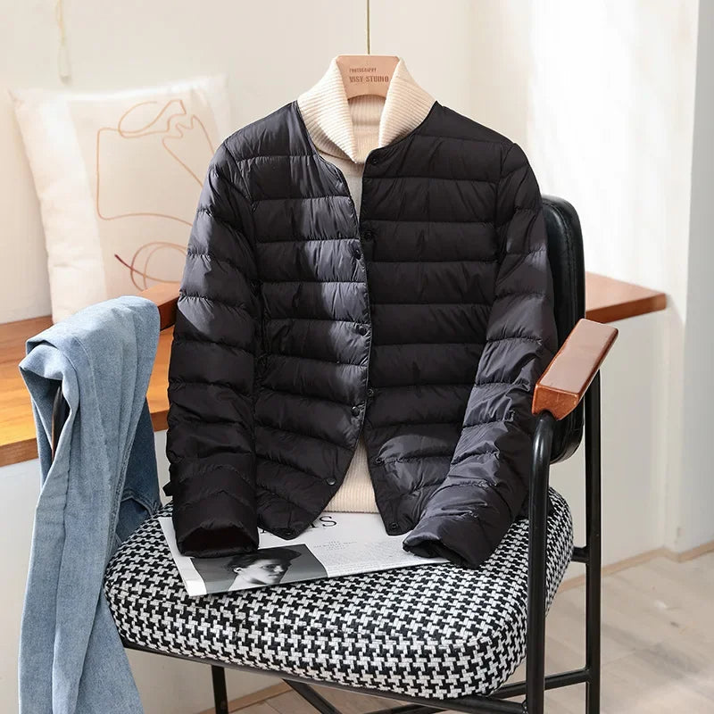 Women's Lightweight Collarless Quilted Puffer Jacket
