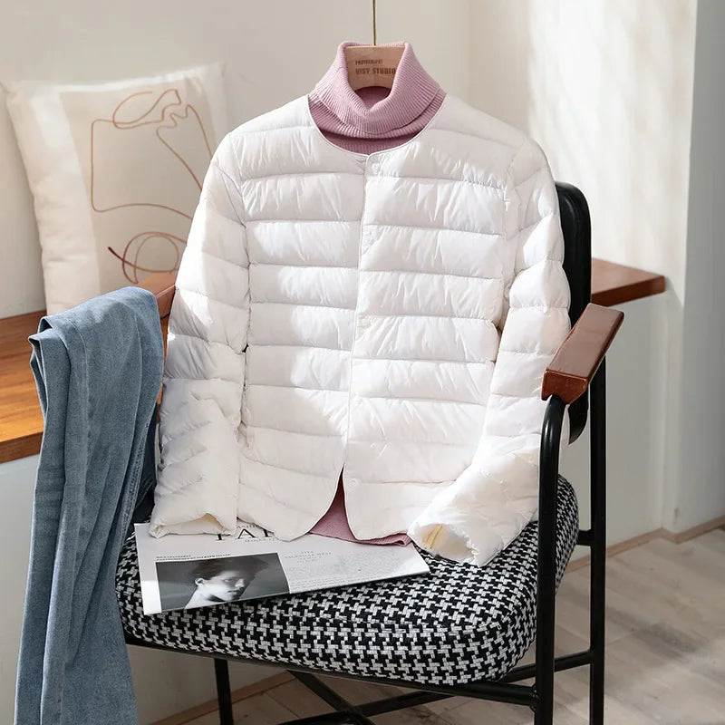 Women's Lightweight Collarless Quilted Puffer Jacket