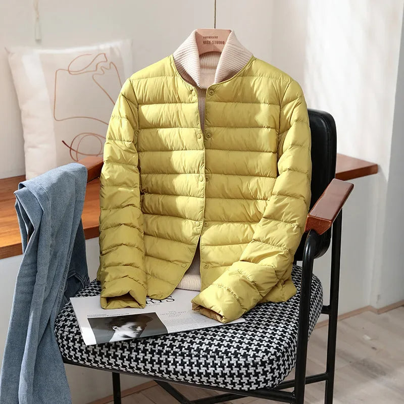 Women's Lightweight Collarless Quilted Puffer Jacket