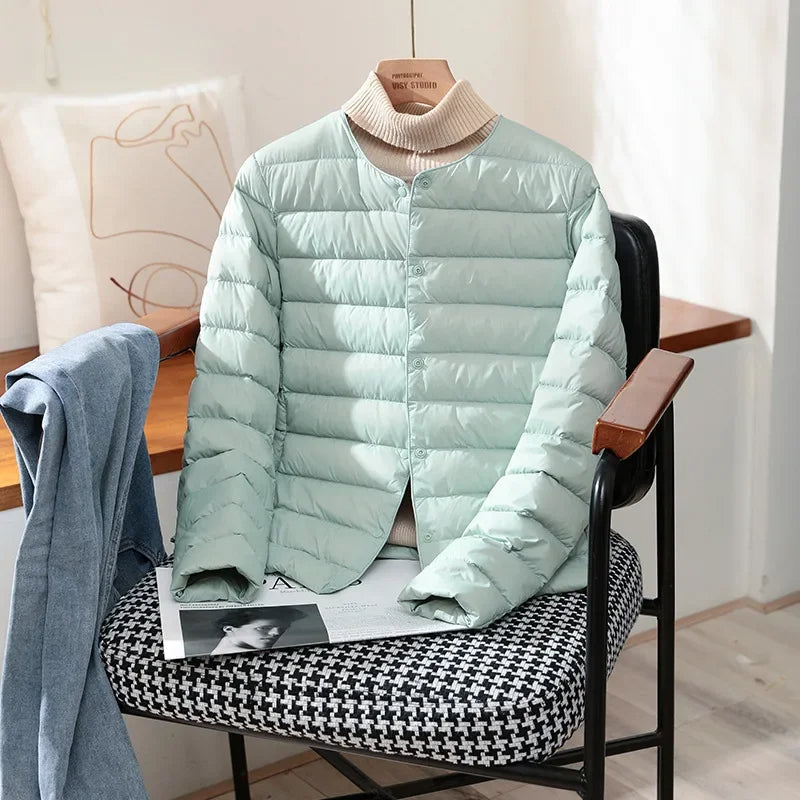 Women's Lightweight Collarless Quilted Puffer Jacket