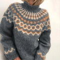Women's Fair Isle turtleneck sweater with geometric patterned yoke and long sleeves