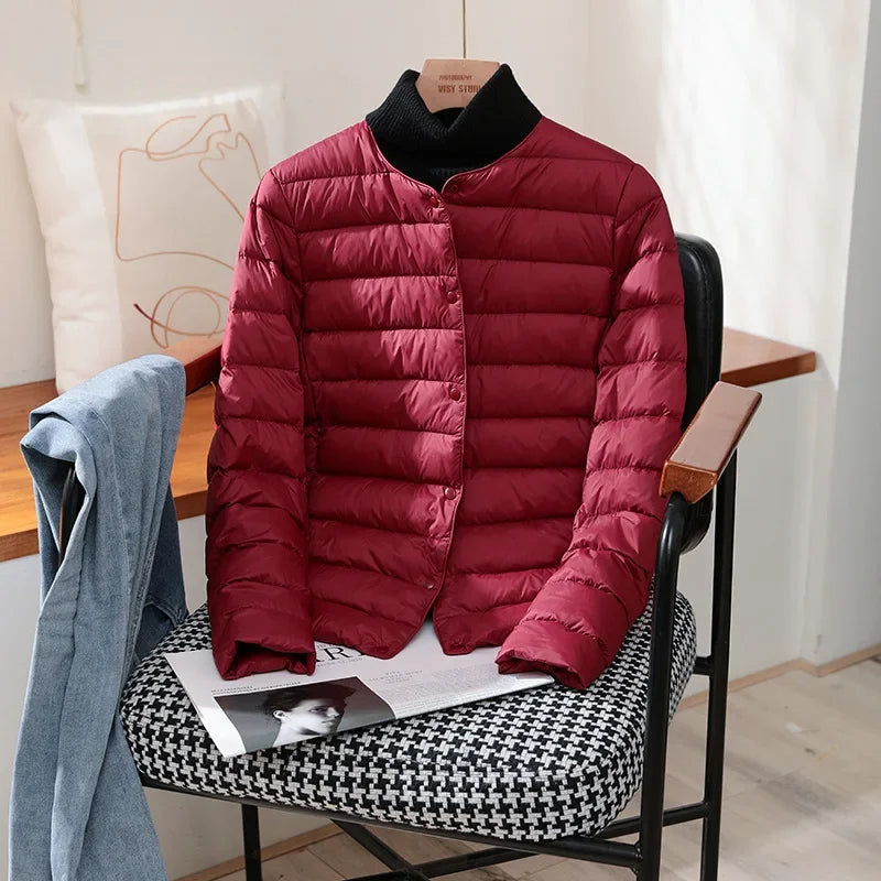 Women's Lightweight Collarless Quilted Puffer Jacket