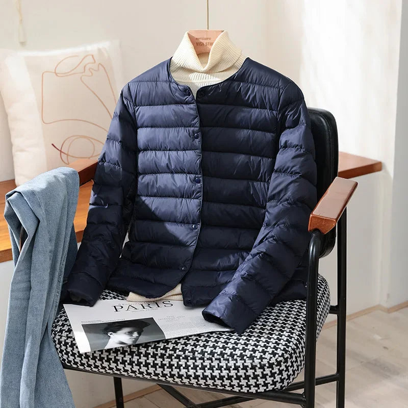 Women's Lightweight Collarless Quilted Puffer Jacket