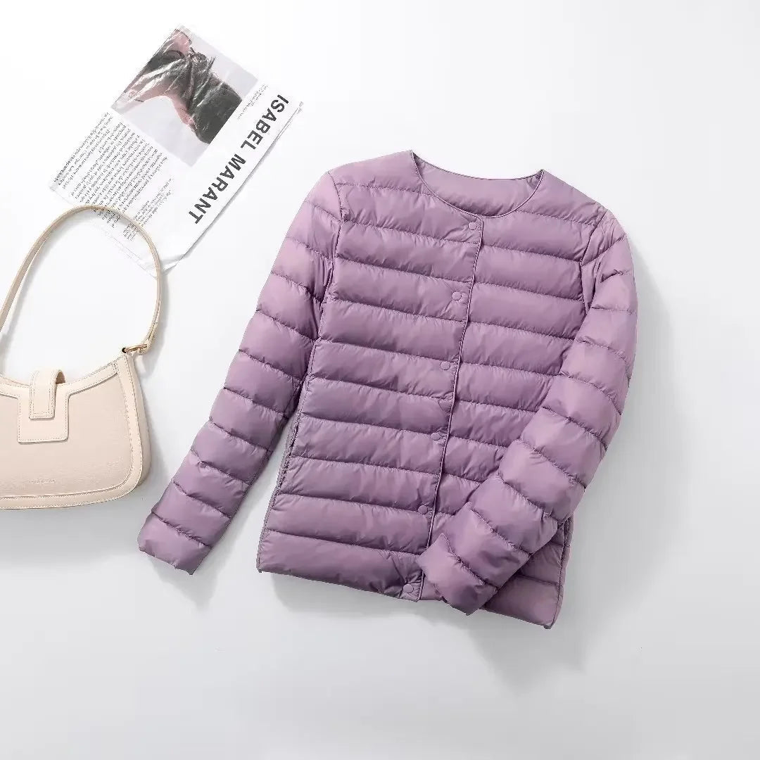 Women's Lightweight Collarless Quilted Puffer Jacket