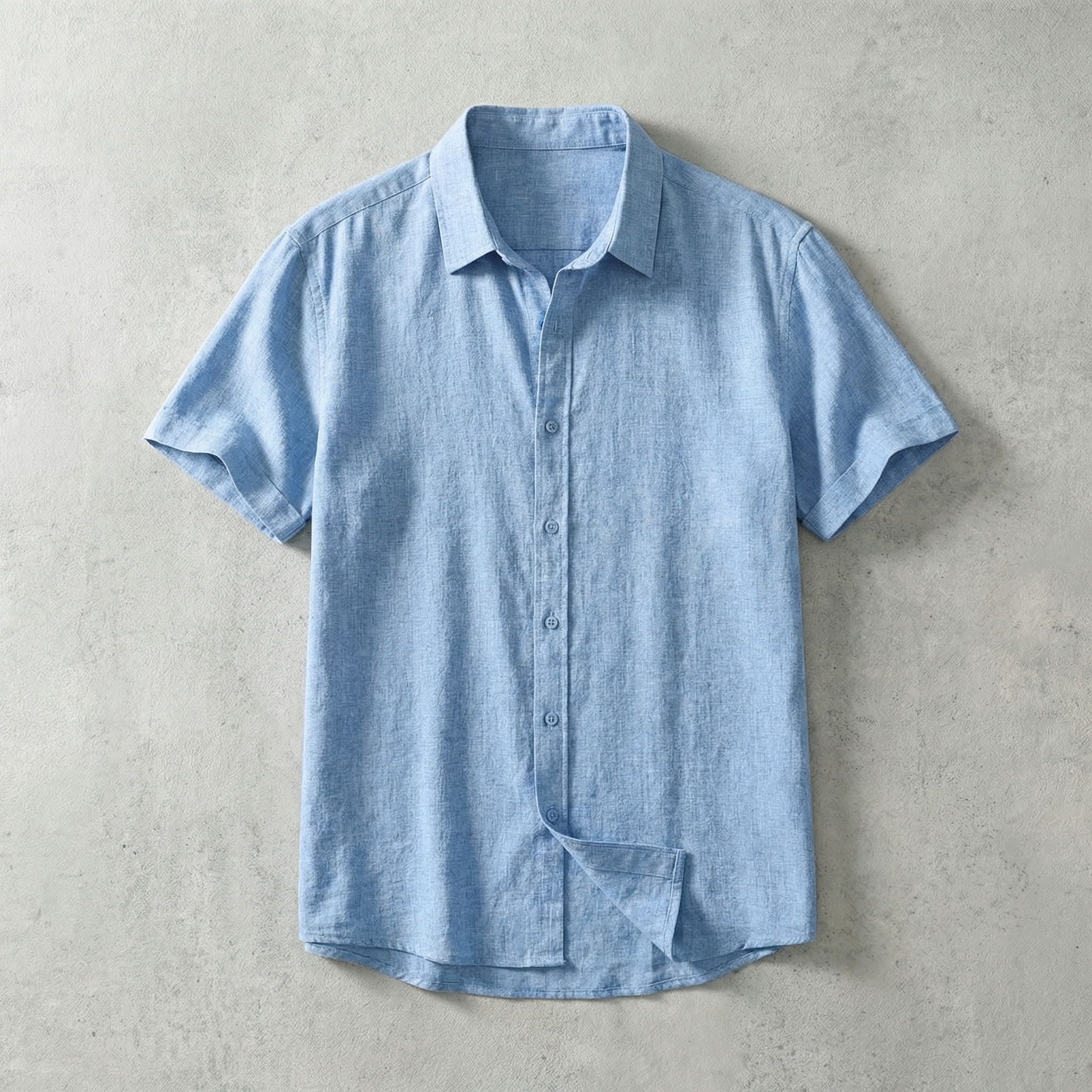 Short Sleeve Cotton Shirt with Classic Collar