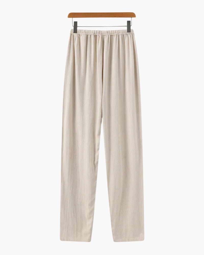 Loose Fit Linen Trousers with Elasticated Drawstring Waist