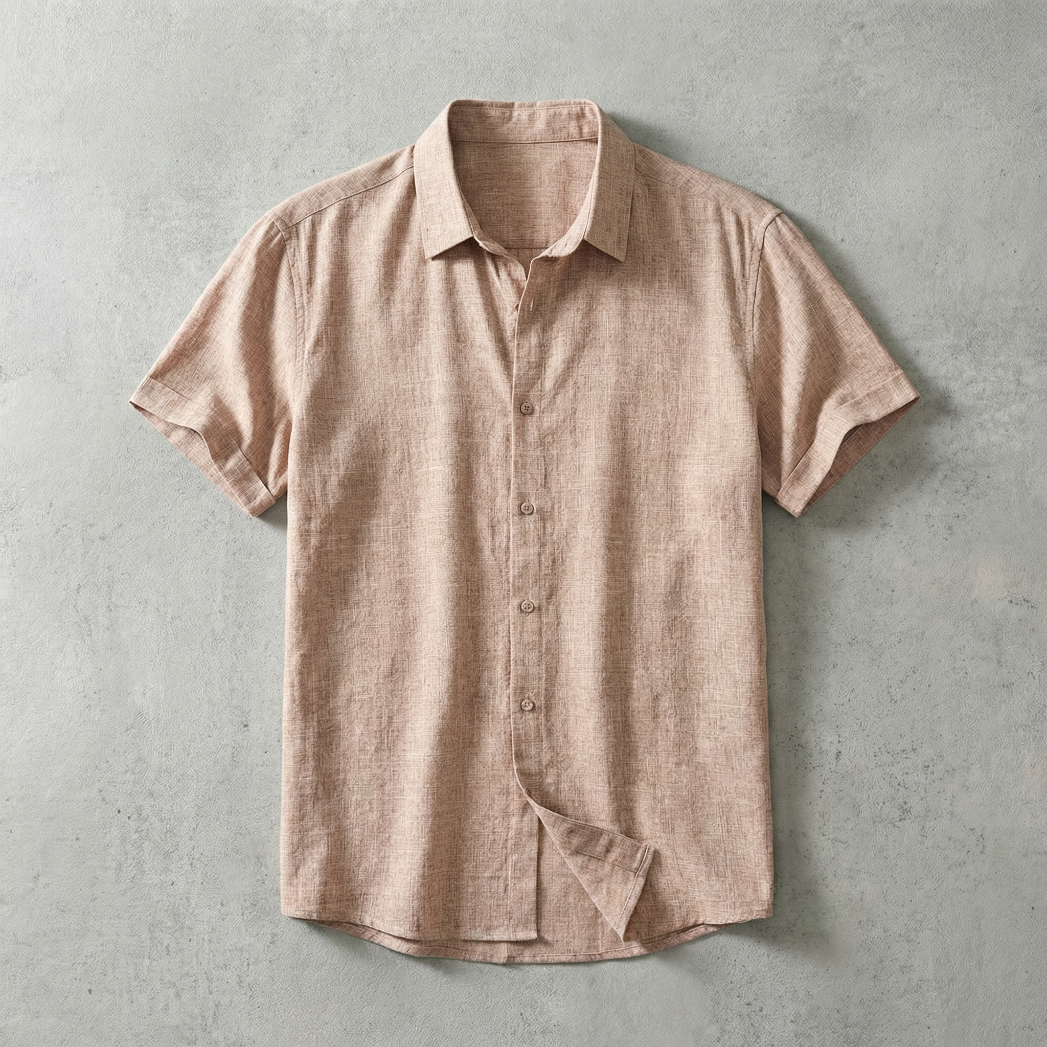 Short Sleeve Cotton Shirt with Classic Collar
