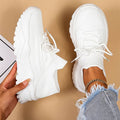 Women's Knit Chunky Sole Lace-Up Sneakers