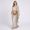 Pleated Maxi Dress Women’s Cape Sleeve Occasion Dress