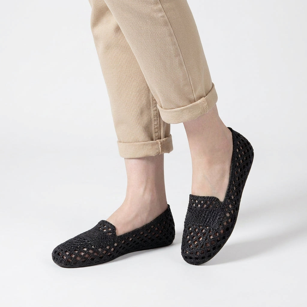 Woven Cutout Slip-On Ballet Flats