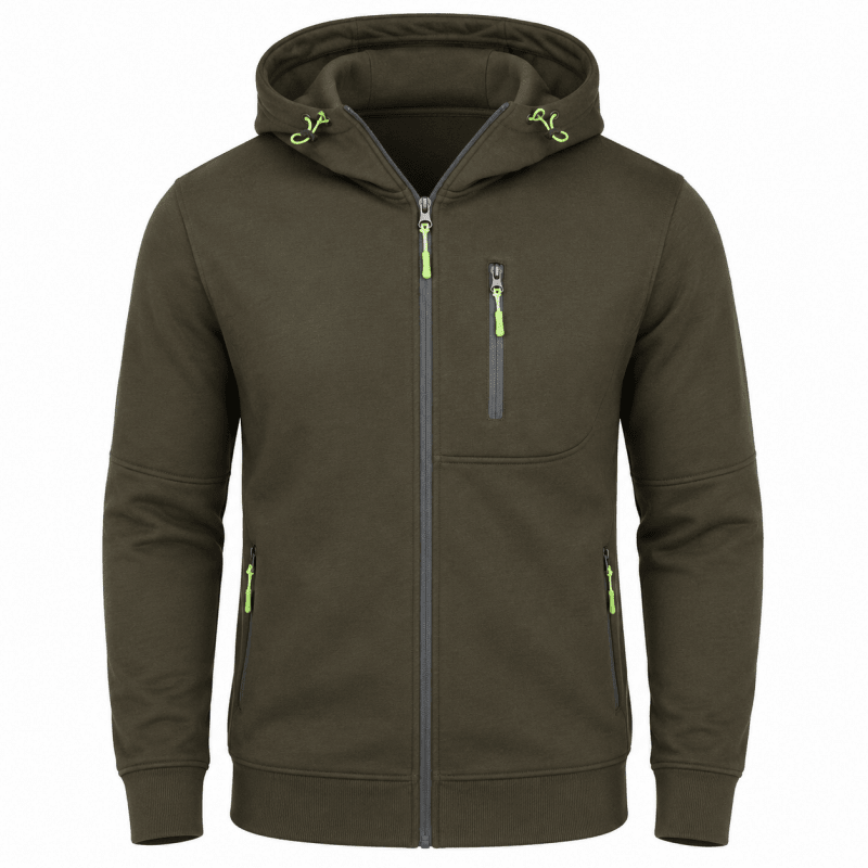 Men's Full-Zip Hooded Fleece Jacket with Zip Pockets