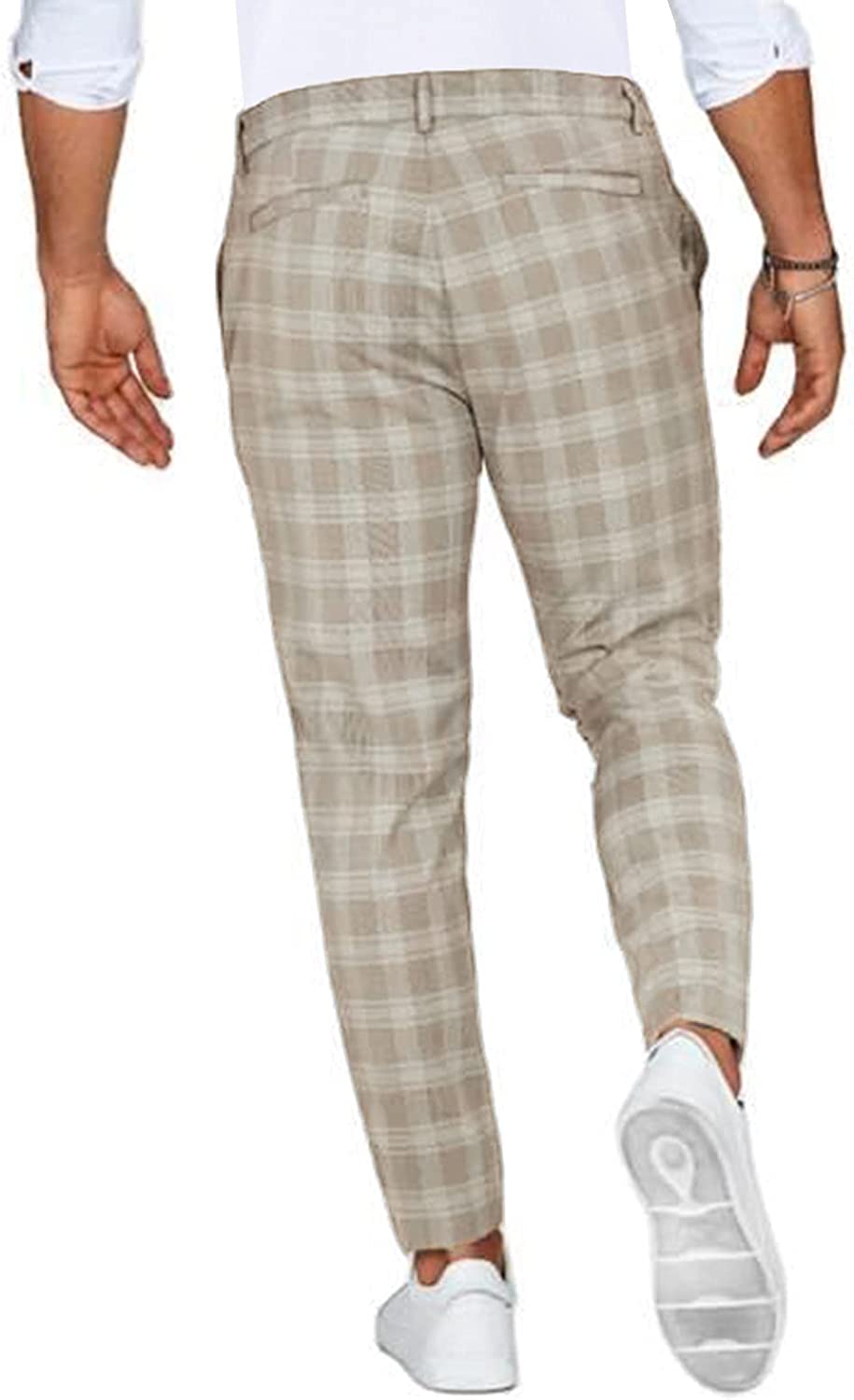 Slim Fit Check Chino Trousers with Tapered Leg