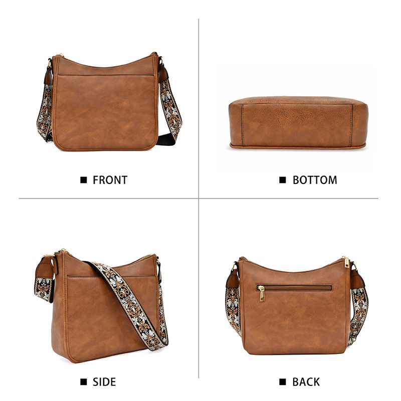 Crossbody Bag with Woven Jacquard Strap