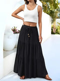 Tiered Maxi Skirt with Drawstring Tie Waist