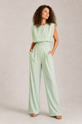 Sleeveless Wide Leg Tailored Jumpsuit