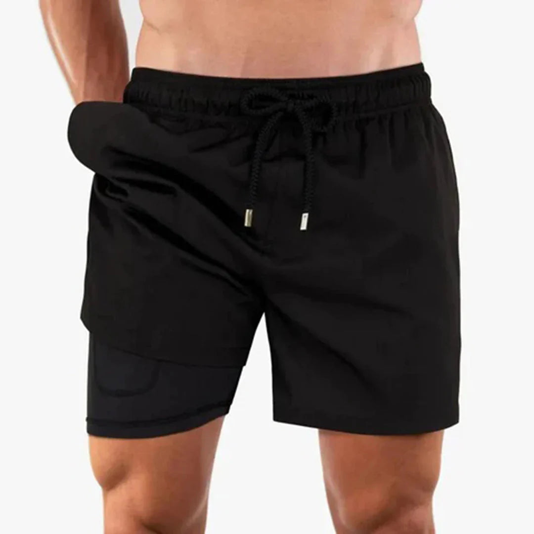 Tropical Print Quick-Dry Swim Shorts with Inner Lining