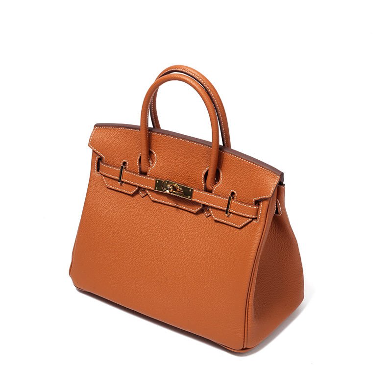 Structured Turn-Lock Tote Bag with Padlock Detail