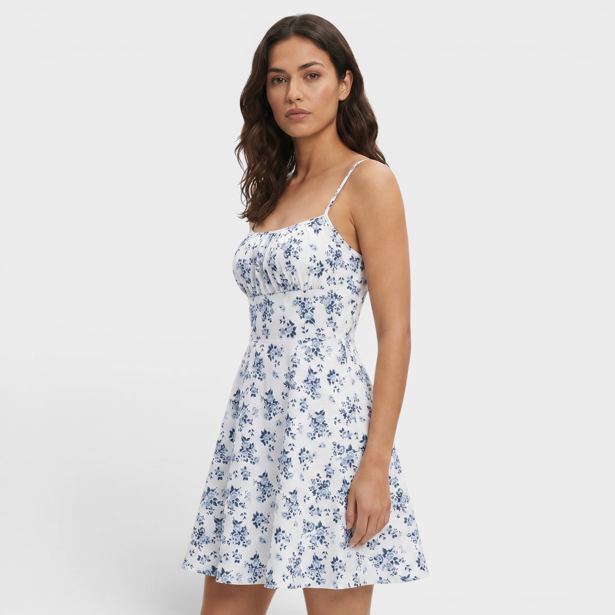 Floral Print Tie Strap Fit and Flare Mini Dress